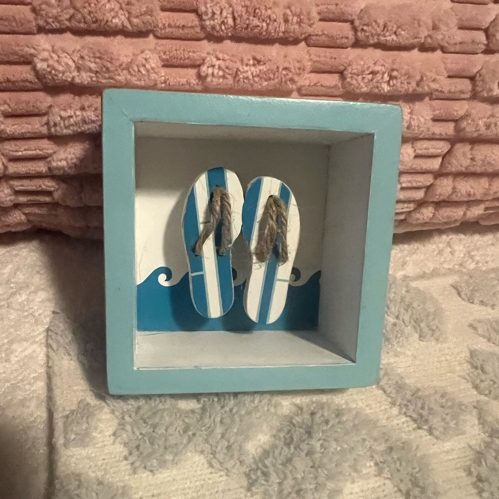 Blue and White Flip Flop Shadow Box